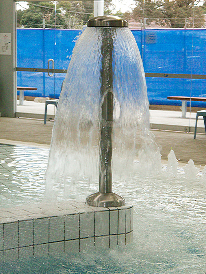 Shower head styled water feature offered by Drizign